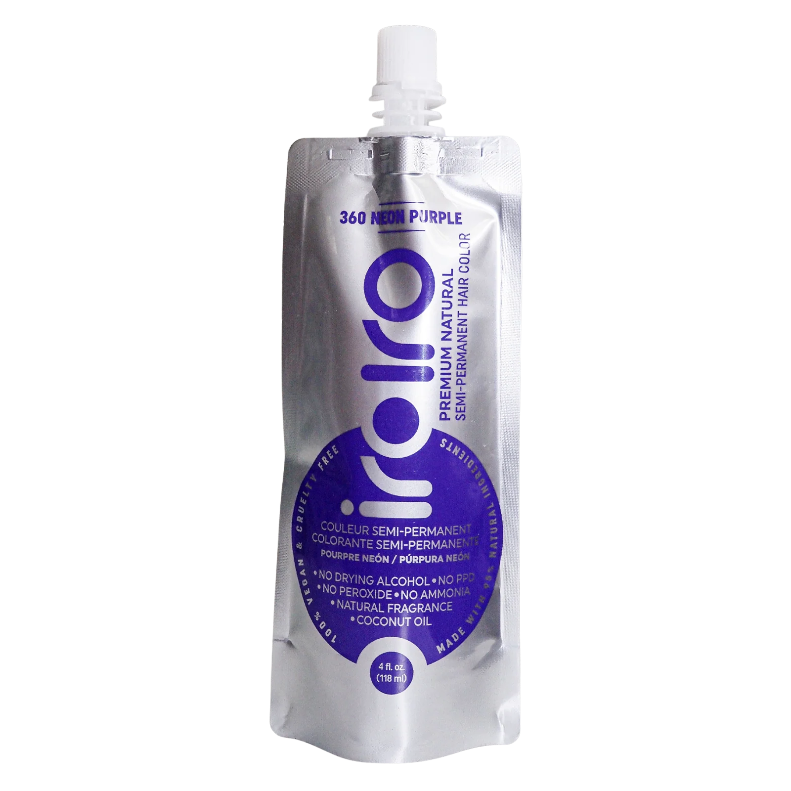 Iroiro 360 UV Reactive Purple Neon Vegan Cruelty-Free Semi-Permanent Hair Color