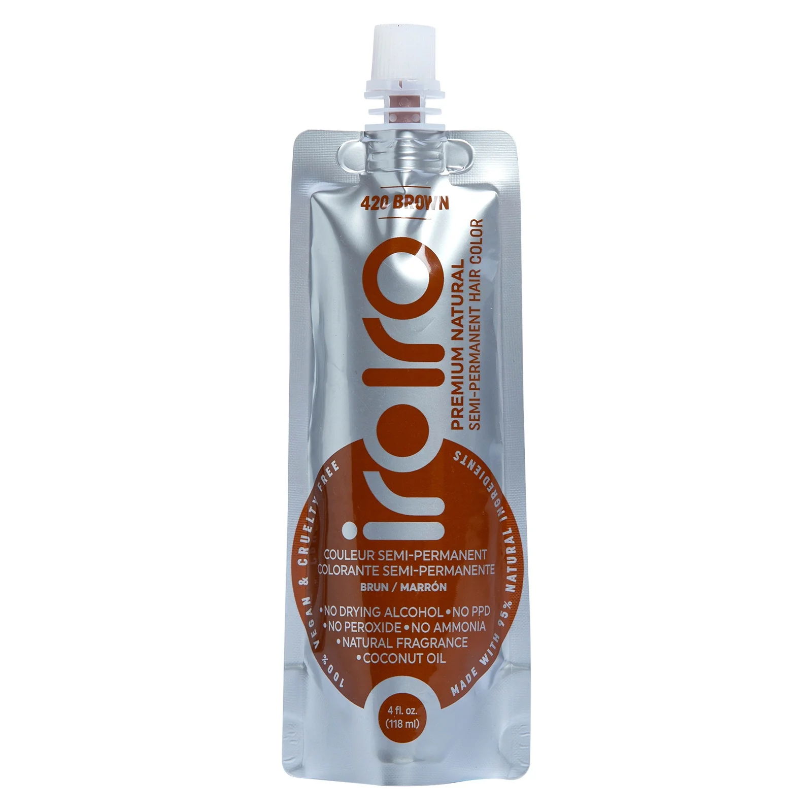 Iroiro 420 Brown Natural Vegan Cruelty-Free Semi-Permanent Hair Color
