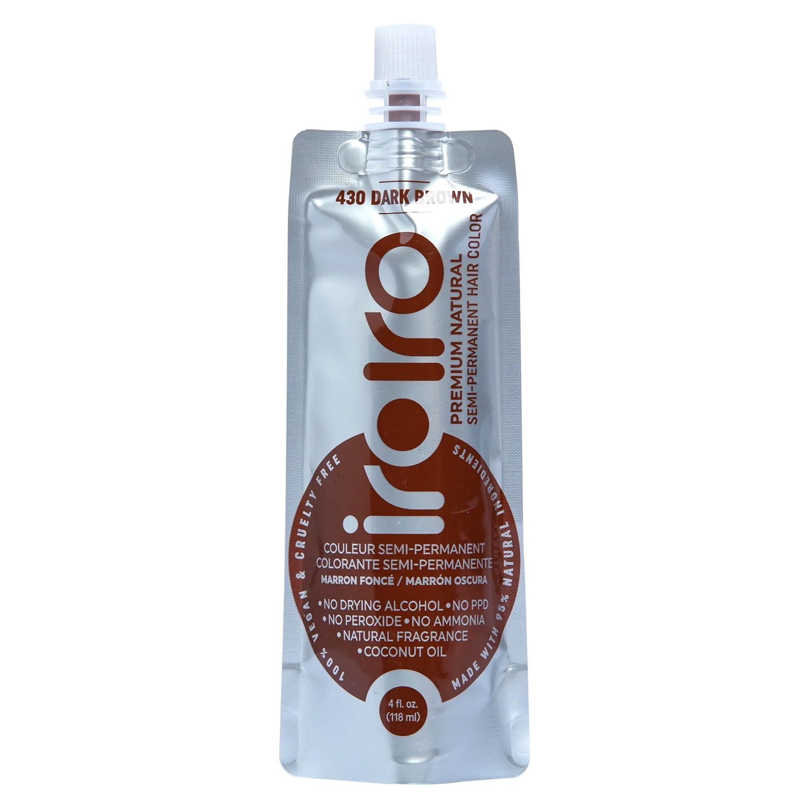 Iroiro 430 Dark Brown Natural Vegan Cruelty-Free Semi-Permanent Hair Color
